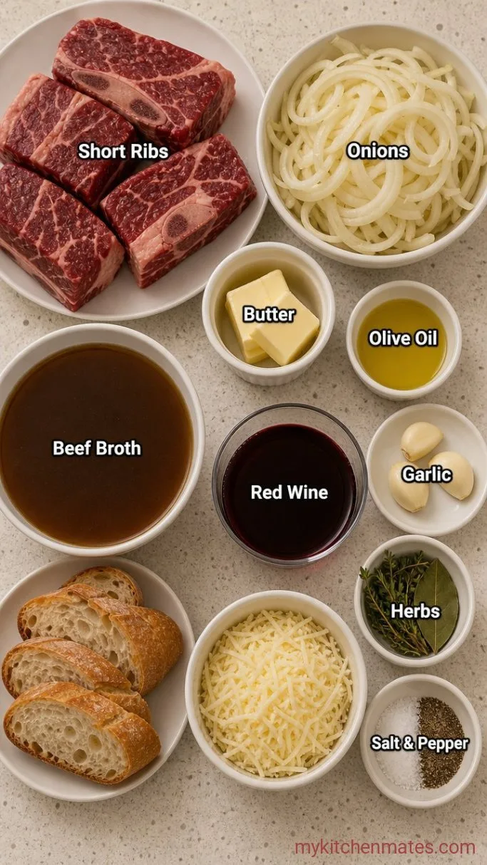 Slow-Braised French Onion Beef Short Rib Soup Ingredients