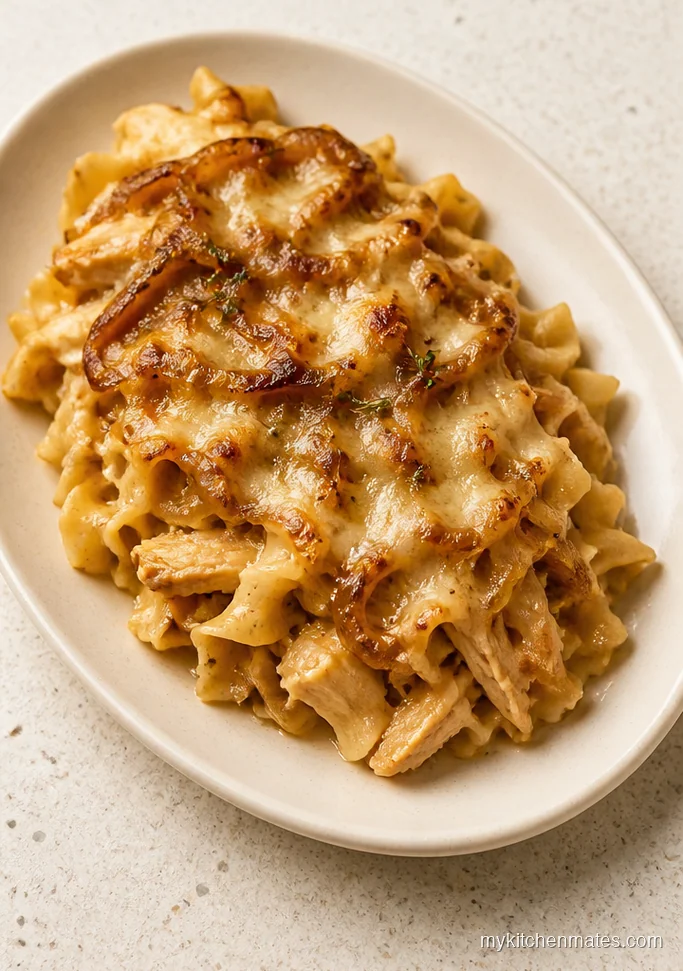 French Onion Chicken Noodle Casserole