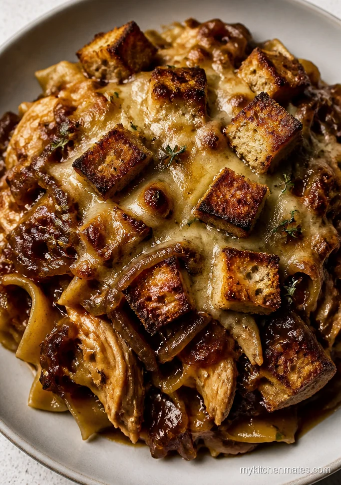 13 Chicken Noodle Casserole Recipes for Busy Nights and Big Comfort French Onion Chicken Noodle Casserole