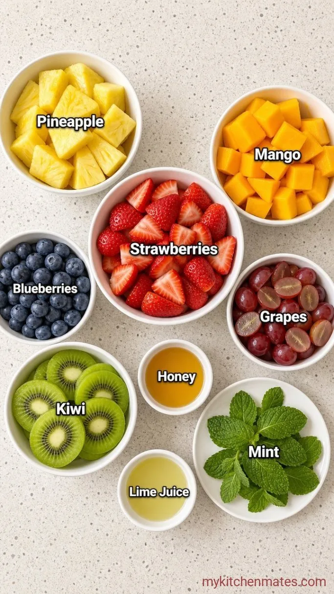 Fresh Fruit Salad with Honey-Lime Dressing Ingredients