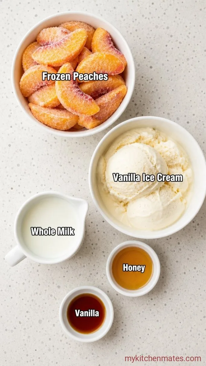 5-Minute Fresh Peach Milkshake Ingredients