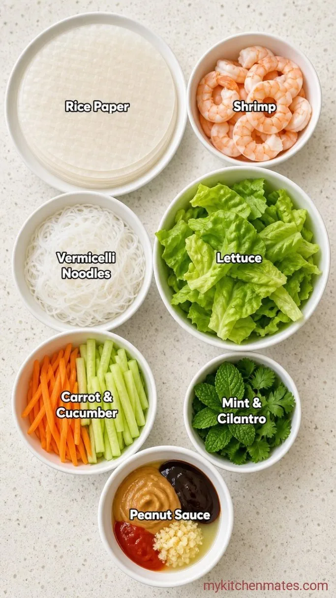 Fresh Spring Rolls with Peanut Dipping Sauce Ingredients
