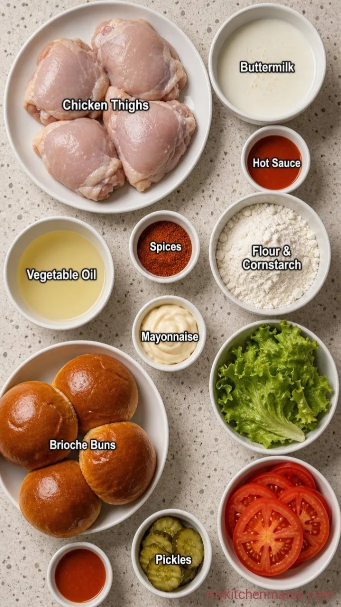 Crispy Buttermilk Fried Chicken Burger Ingredients