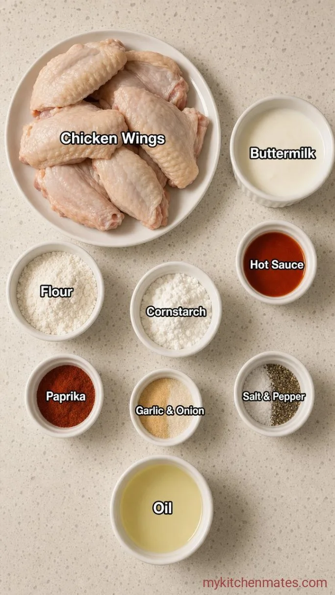 Crispy Buttermilk Fried Chicken Wings Ingredients