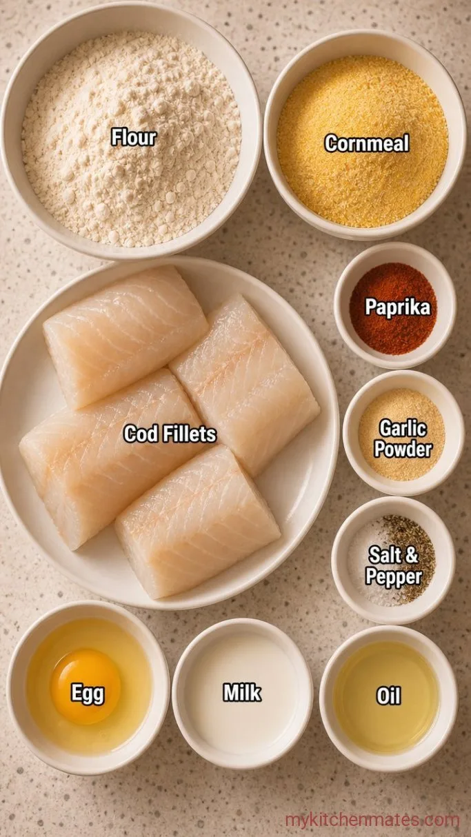 Crispy Fried Cod Fillets (Ready in 20 Minutes) Ingredients