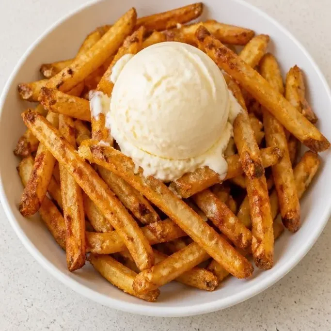 Crispy Baked Fries with Ice Cream Fries and Ice Cream