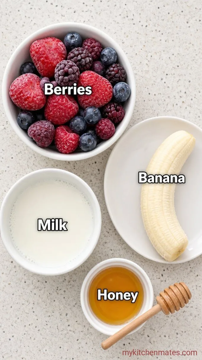 Quick Berry-Banana Frozen Fruit Smoothie (3 Ingredients) Ingredients
