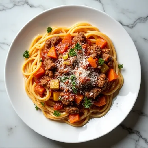 Garden Vegetable and Ground Beef Bolognese