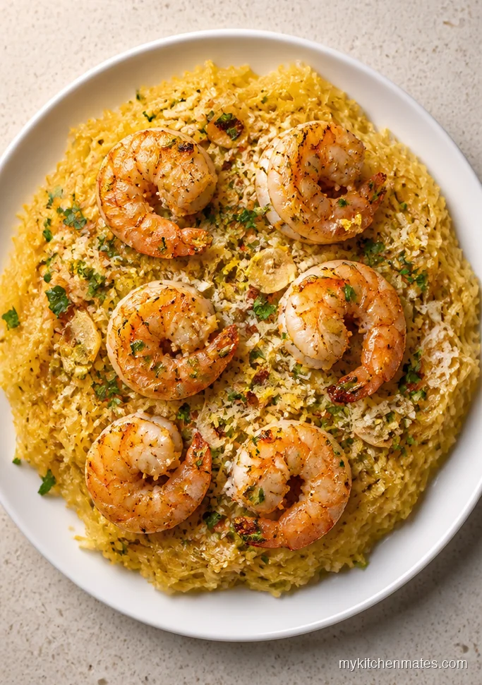 11 High Protein Spaghetti Squash Recipes That Actually Fill You Up Garlic Butter Shrimp Spaghetti Squash Scampi