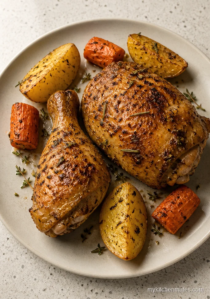 Garlic Herb Whole Chicken with Root Vegetables