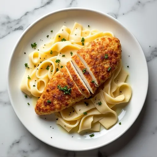 Garlic Parmesan-Crusted Chicken Alfredo