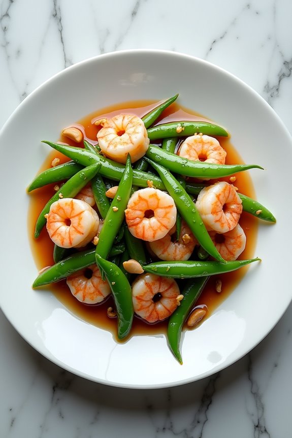 garlic shrimp and snow peas