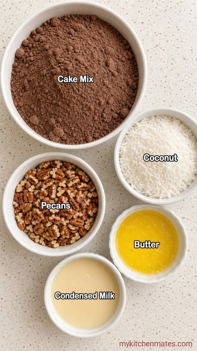 Easy German Chocolate Dump Cake (No Mixer Needed) Ingredients