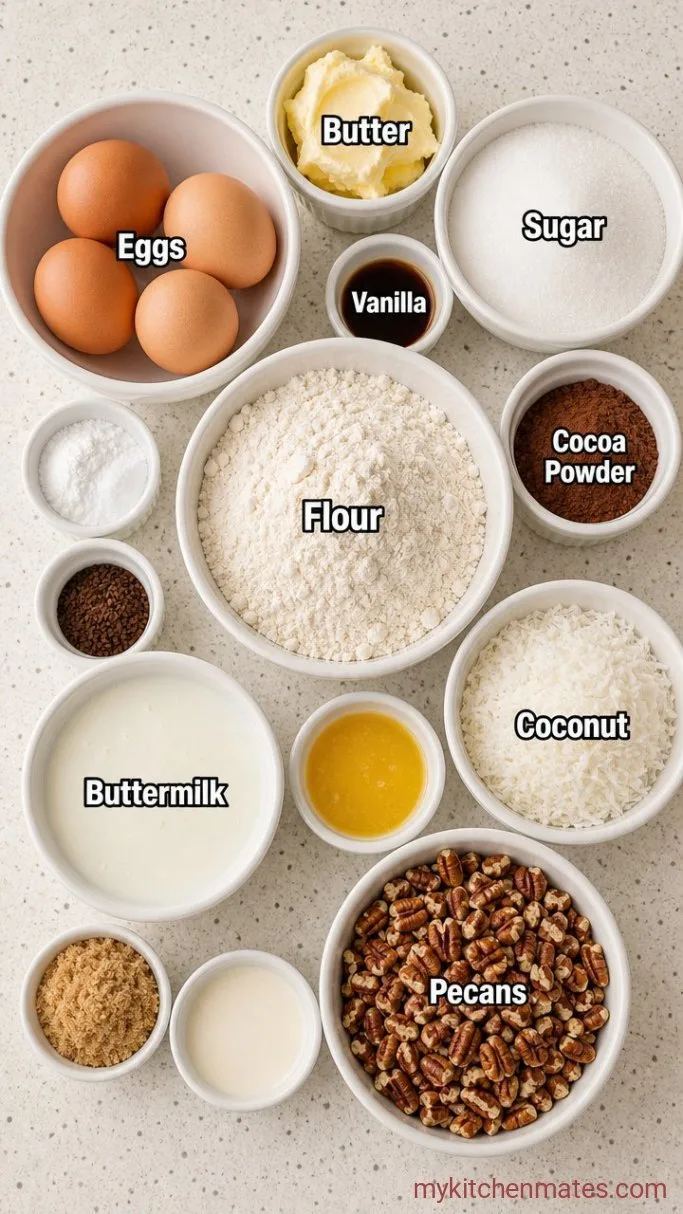 German Chocolate Pound Cake with Coconut Pecan Swirl Ingredients