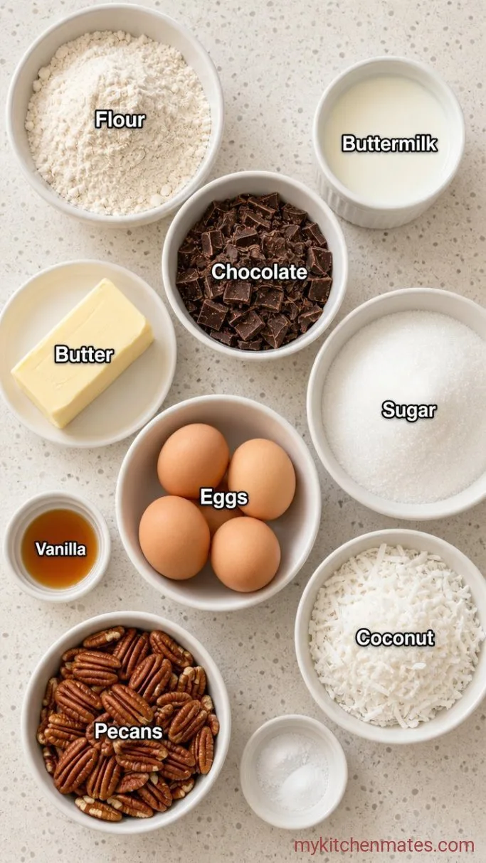 German Chocolate Sheet Cake (So Much Easier Than Layers) Ingredients