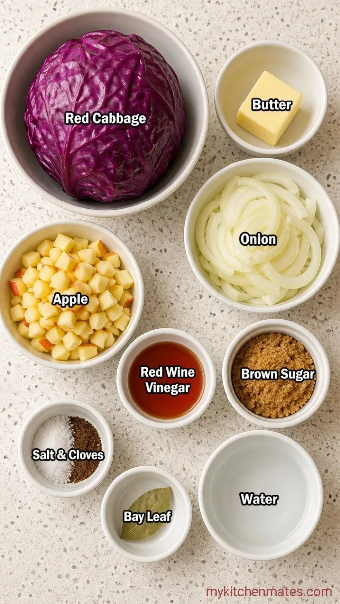 German Red Cabbage (Rotkohl) Ingredients