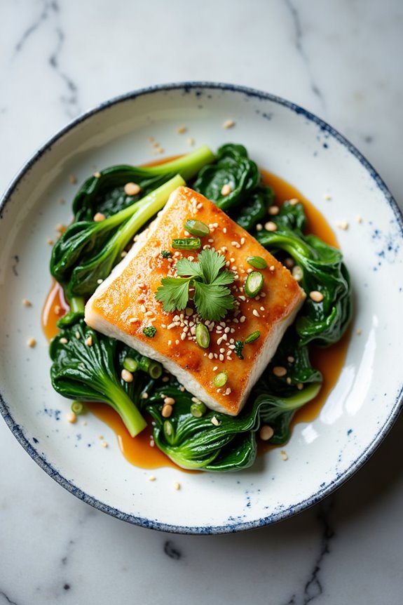 ginger soy glazed sea bass