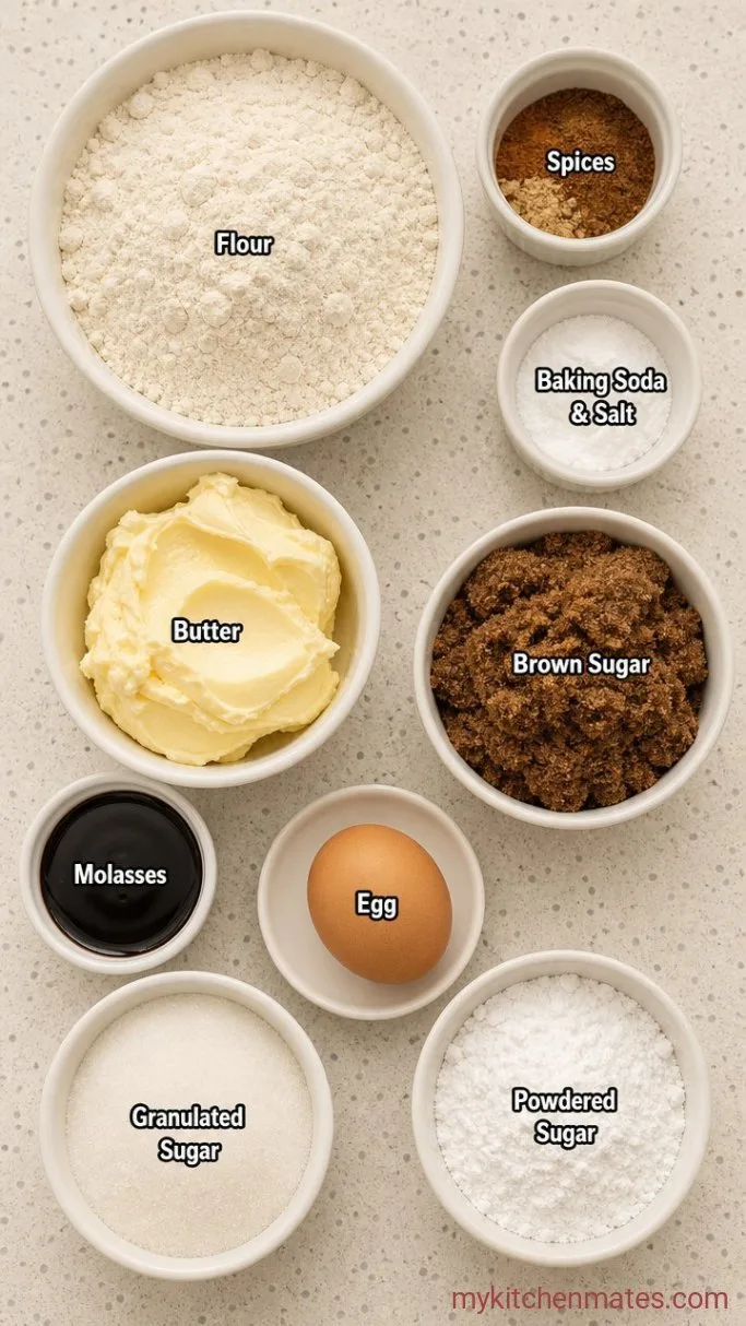 Soft Gingerbread Crinkle Cookies Ingredients