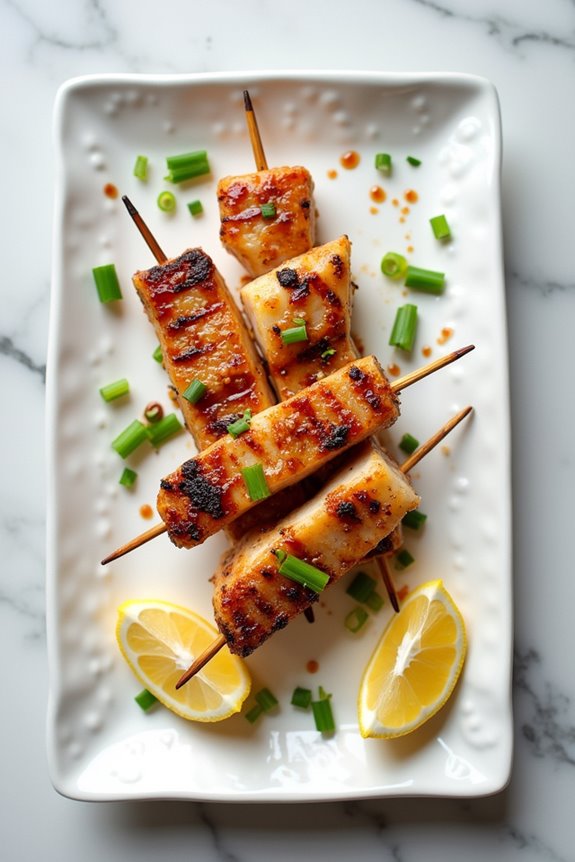 glazed sea bass skewers