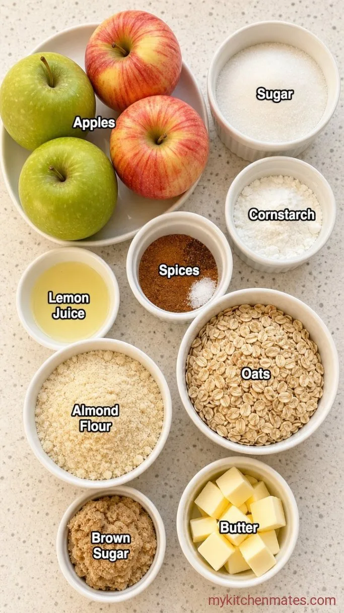 Gluten Free Apple Crisp with Oat Crumble Topping Ingredients