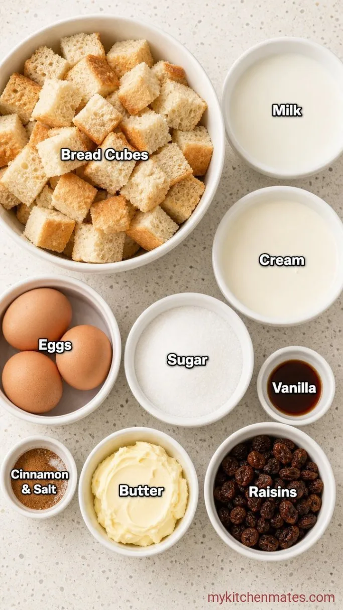 Custard-Soaked Gluten Free Bread Pudding with Crispy Top Ingredients