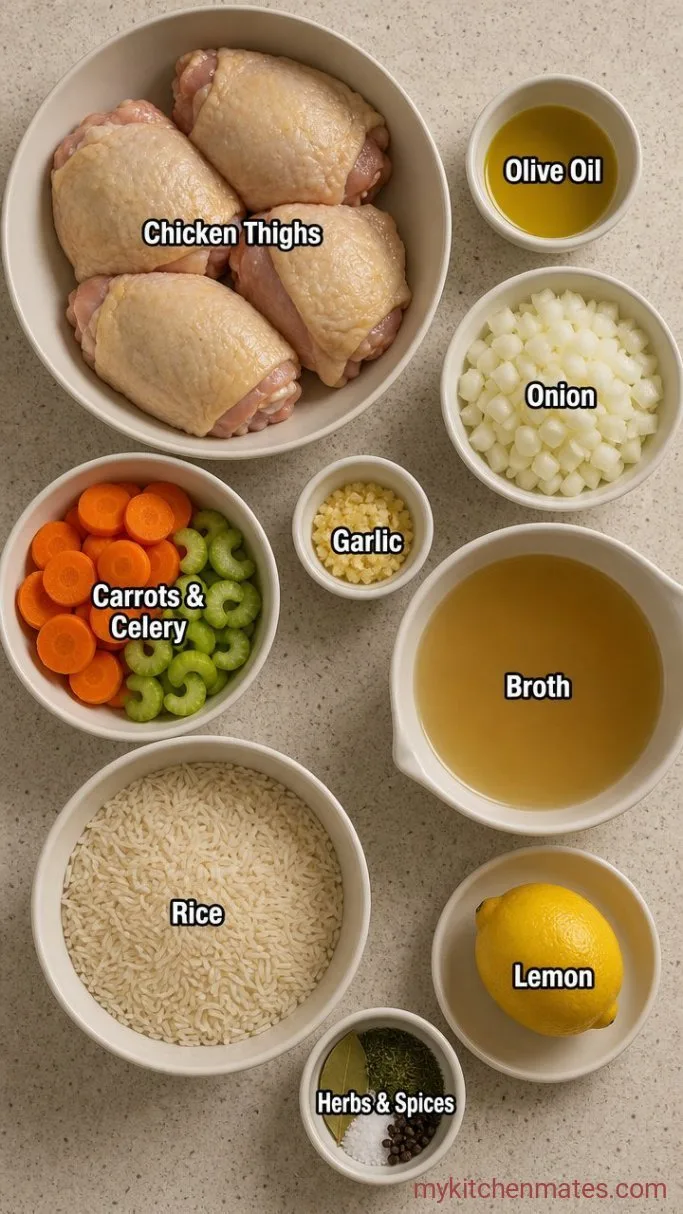 Hearty Gluten-Free Chicken and Rice Soup Ingredients