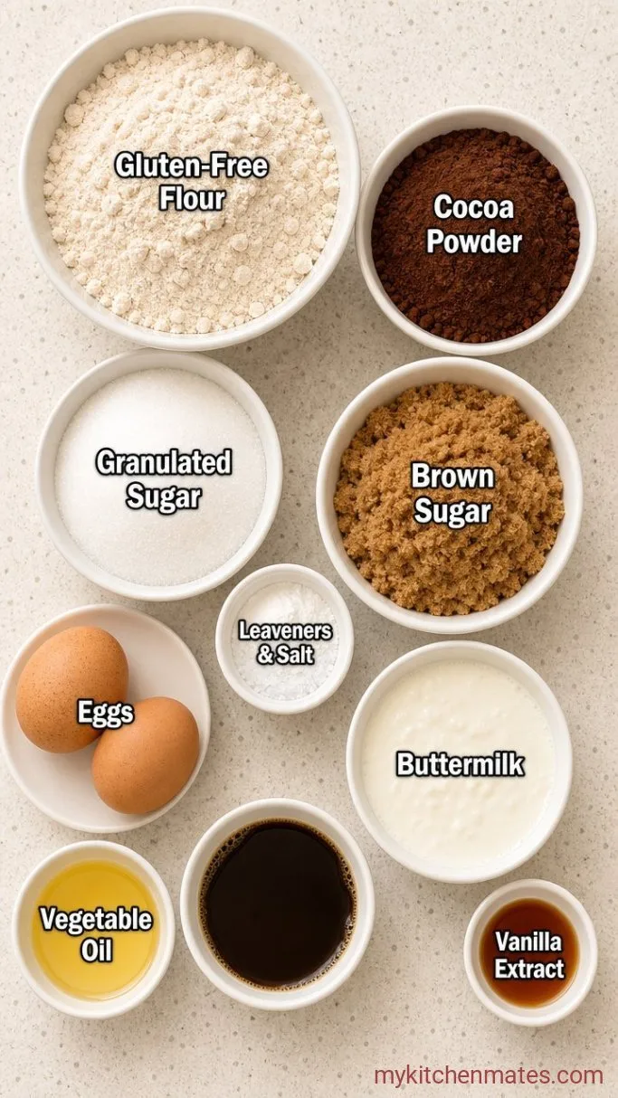 Fudgy Gluten Free Chocolate Cake (One Bowl) Ingredients