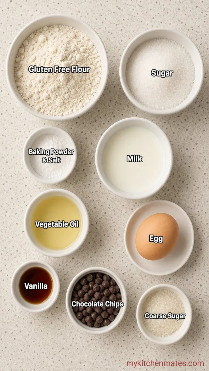 One-Bowl Gluten Free Chocolate Chip Muffins Ingredients