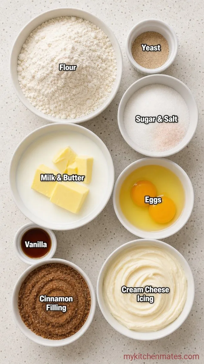Soft and Gooey Gluten Free Cinnamon Buns Ingredients