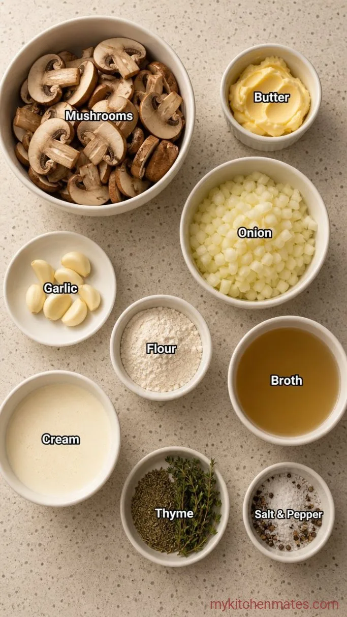 Quick Gluten Free Cream of Mushroom Soup Ingredients