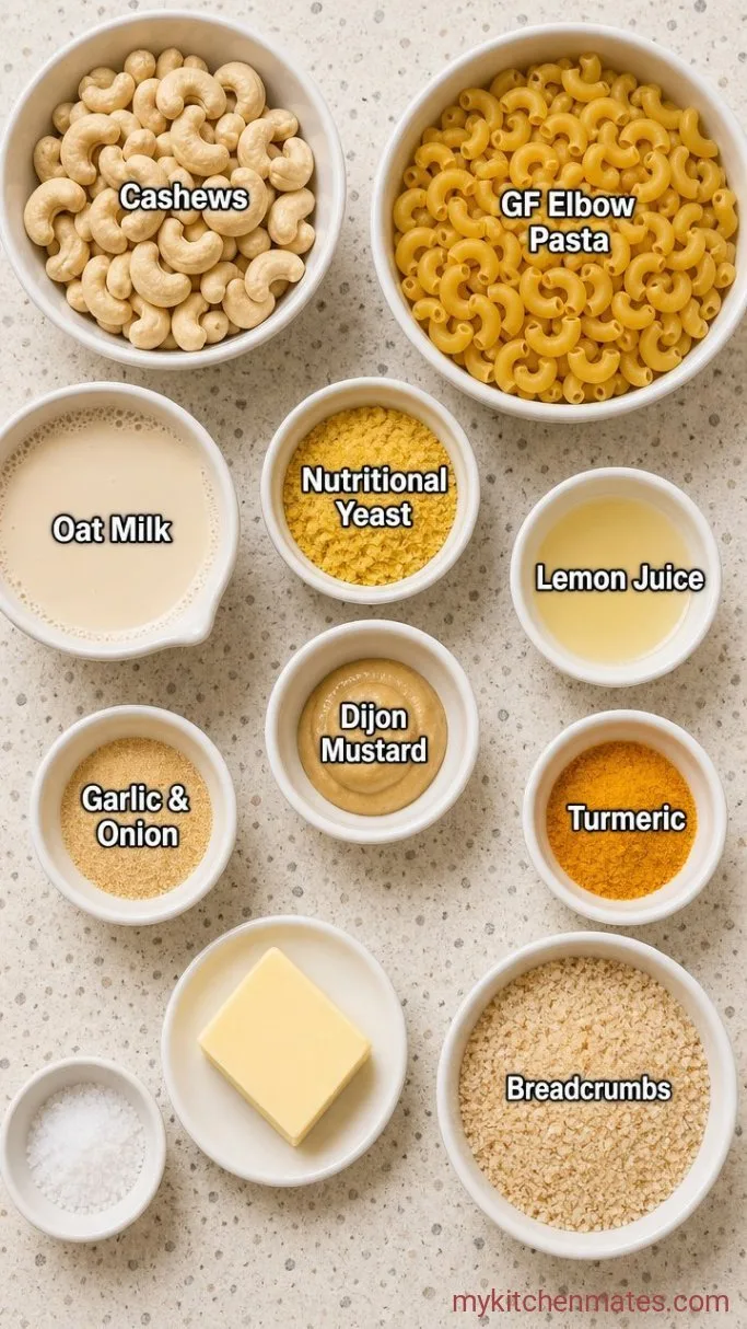 Creamy Gluten-Free Dairy-Free Mac and Cheese Ingredients