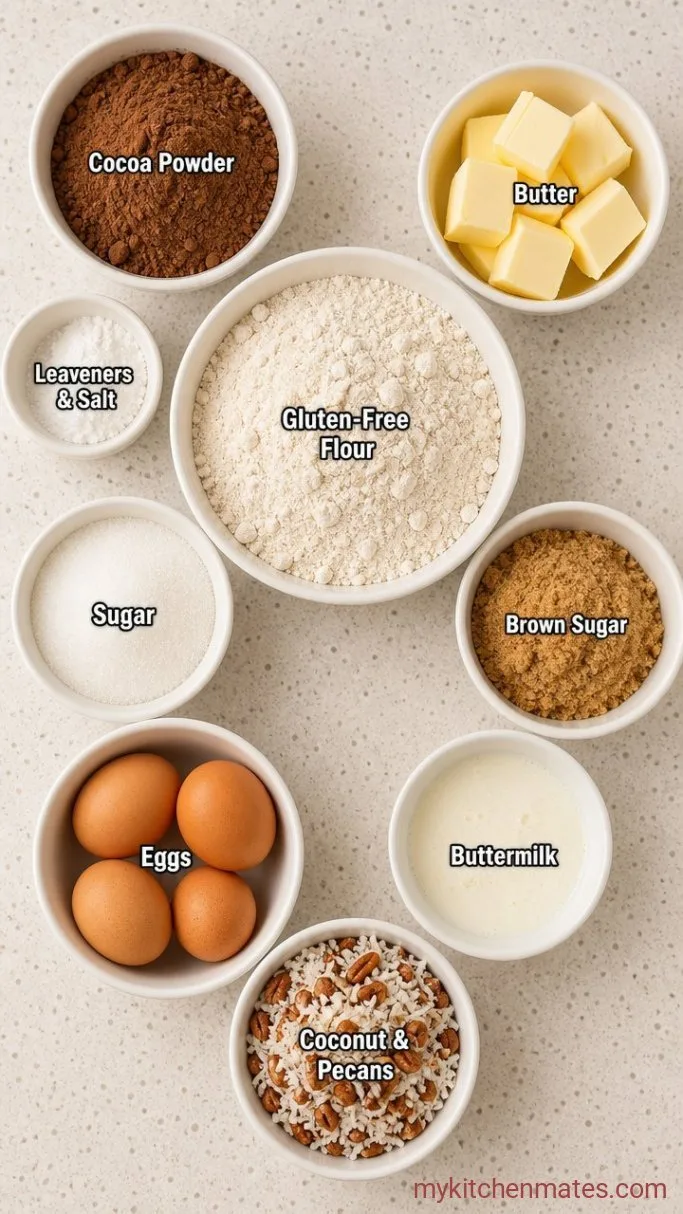 Rich Gluten-Free German Chocolate Cake Ingredients