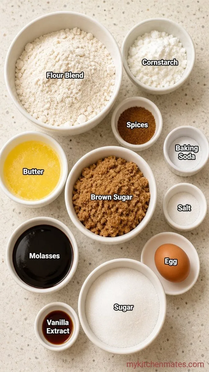 Soft and Chewy Gluten Free Molasses Cookies Ingredients