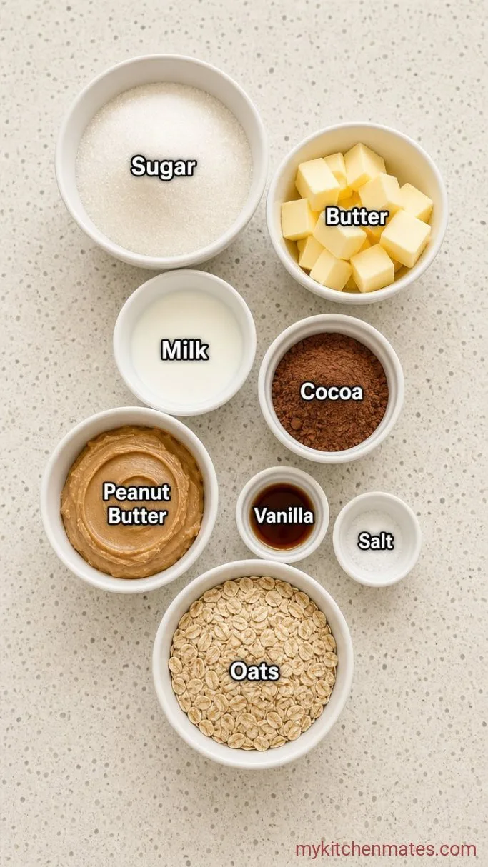 Gluten-Free No-Bake Chocolate Peanut Butter Cookies Ingredients