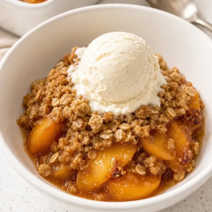 Simple Gluten Free Peach Crisp with Oats and Almond Flour Gluten Free Peach Crisp