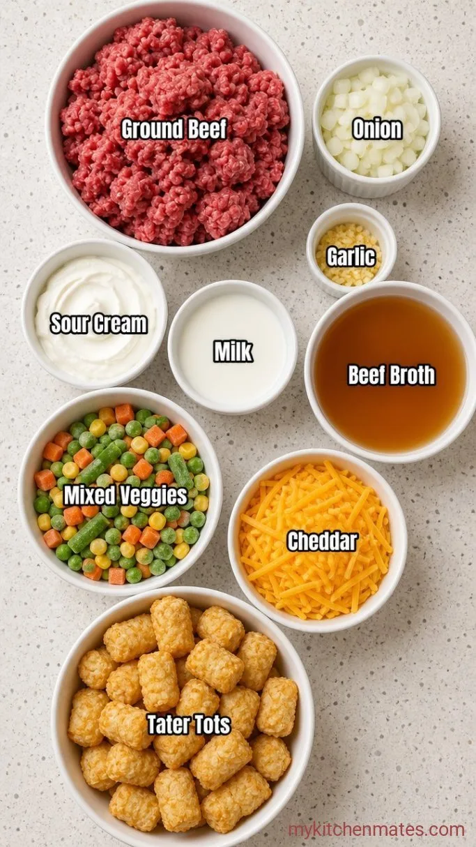 Gluten-Free Tater Tot Casserole (Dump-and-Bake) Ingredients