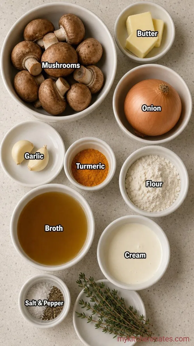 30-Minute Creamy Golden Mushroom Soup Ingredients