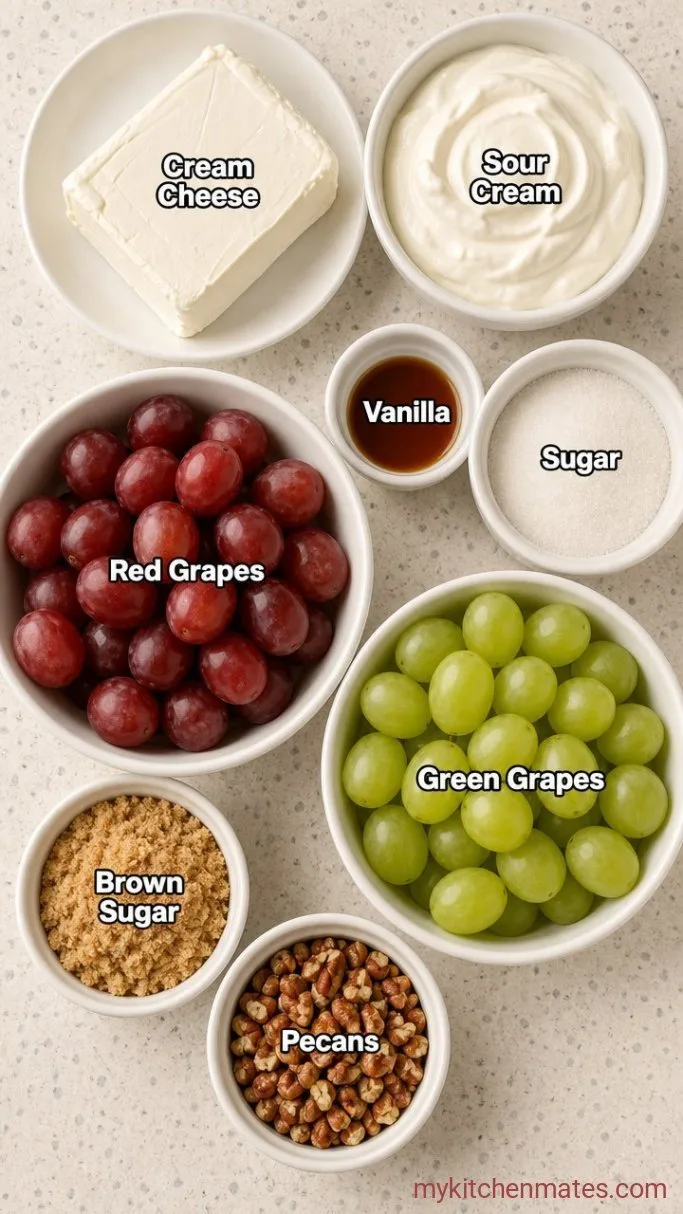 Creamy Grape Salad with Cream Cheese Ingredients