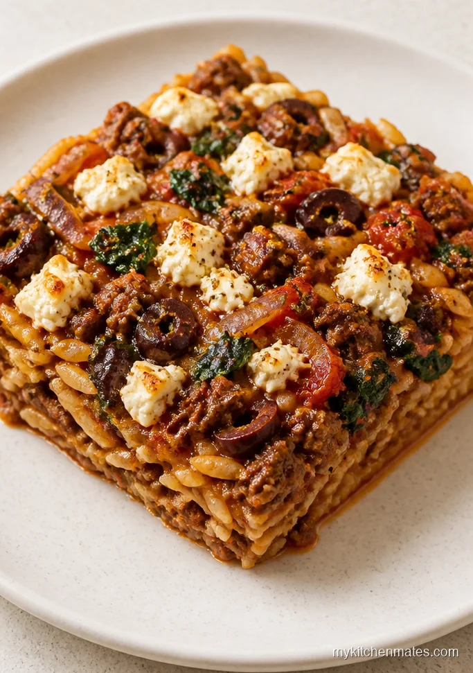 Greek Beef and Orzo Casserole