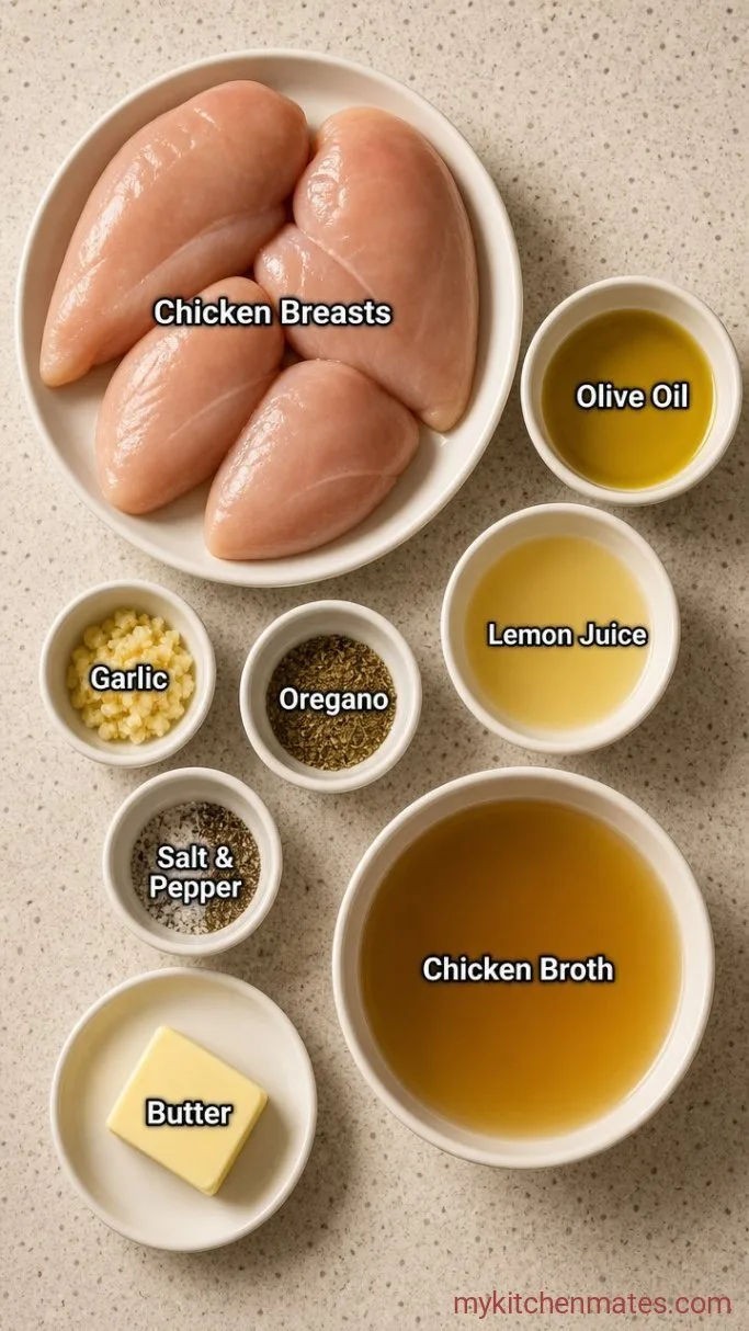 25-Minute Greek Chicken Breast with Lemon and Oregano Ingredients