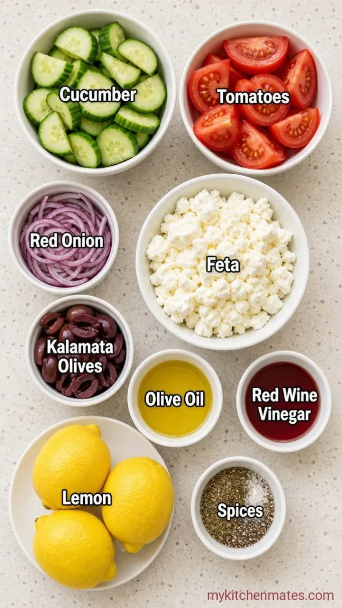 15-Minute Greek Cucumber Tomato Salad Ingredients