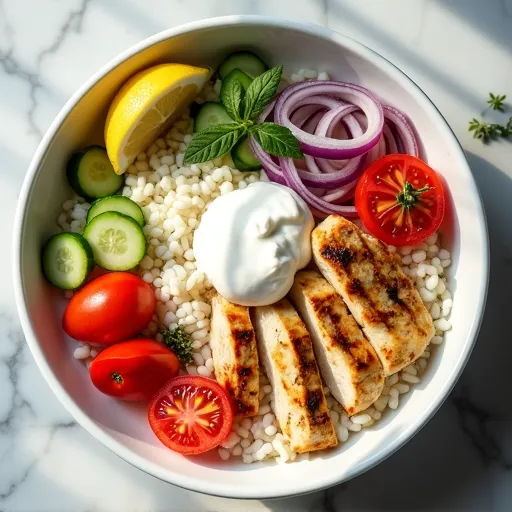 Greek Lemon Chicken and Oregano Rice Bowl