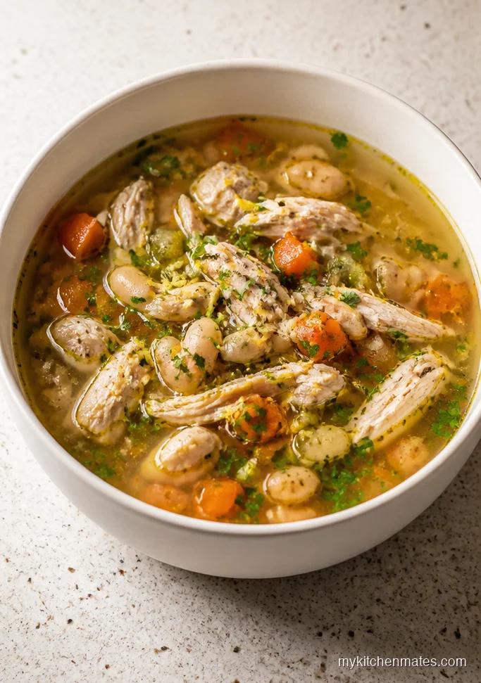 Greek Lemon Chicken and White Bean Soup