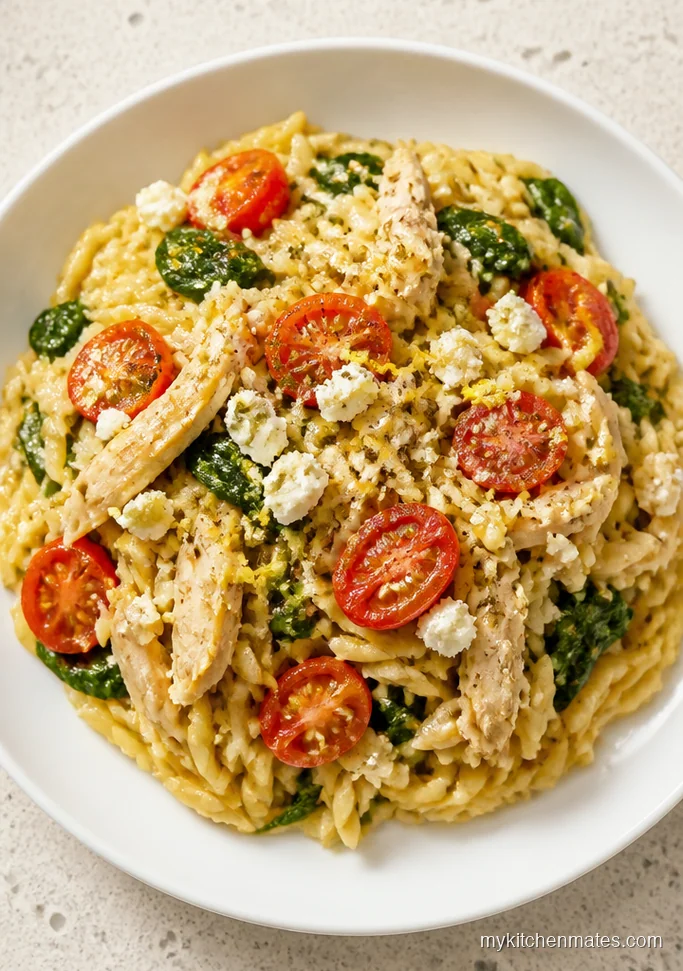 Greek Lemon Orzo Chicken Bake