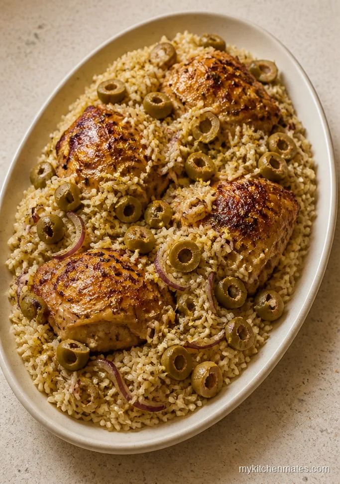 Greek Lemon Rice with Chicken and Olives