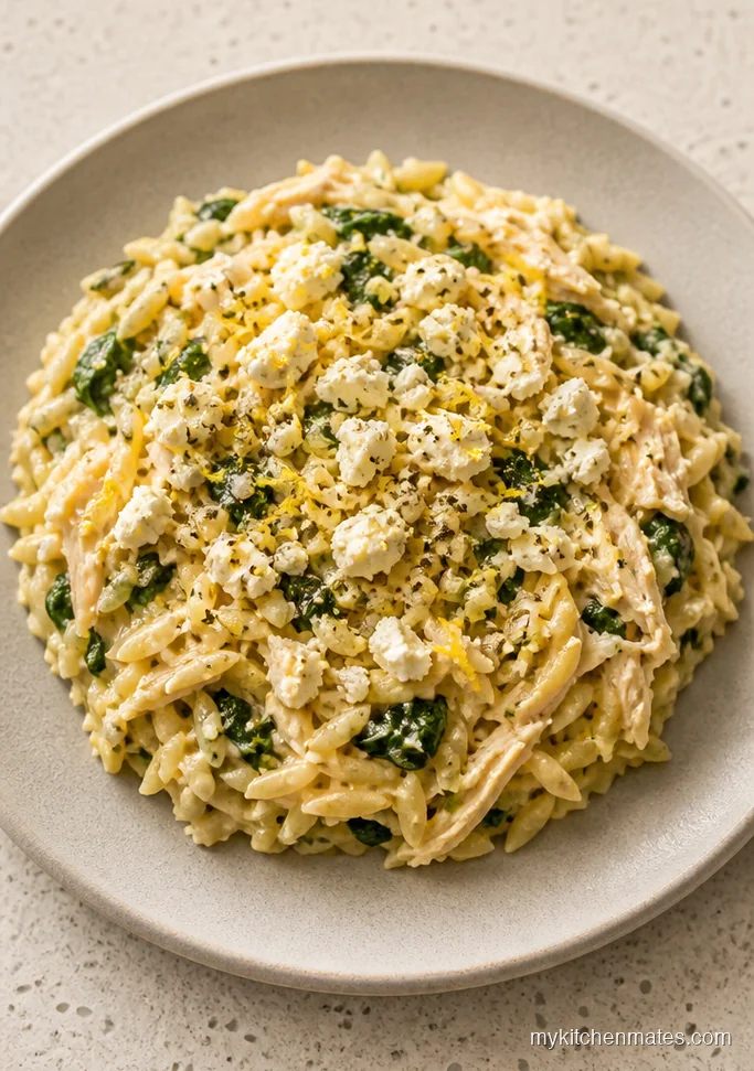 Greek Lemon Rotisserie Chicken Orzo Casserole