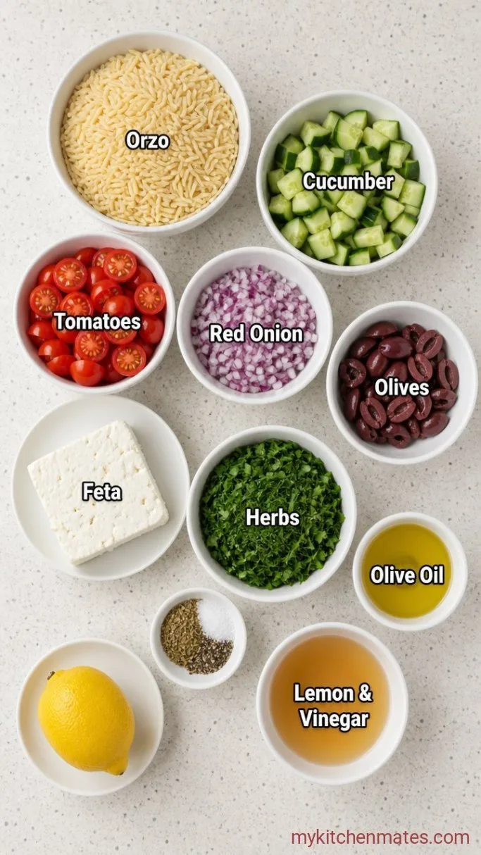 Bright Greek Orzo Salad (Ready in 20 Minutes) Ingredients