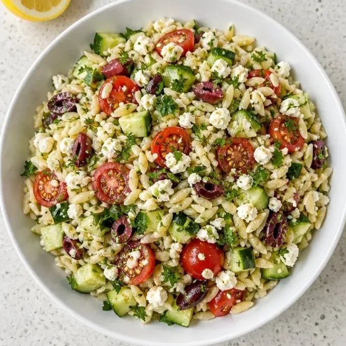 Bright Greek Orzo Salad (Ready in 20 Minutes) Greek Orzo Salad