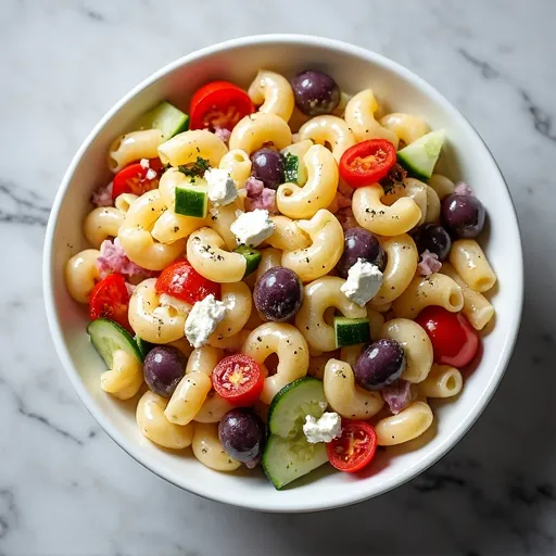 Greek-Style Macaroni Salad with Feta and Olives