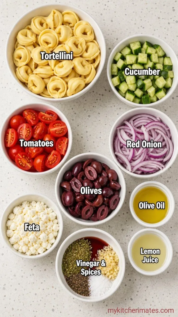 Quick Greek Tortellini Pasta Salad Ingredients
